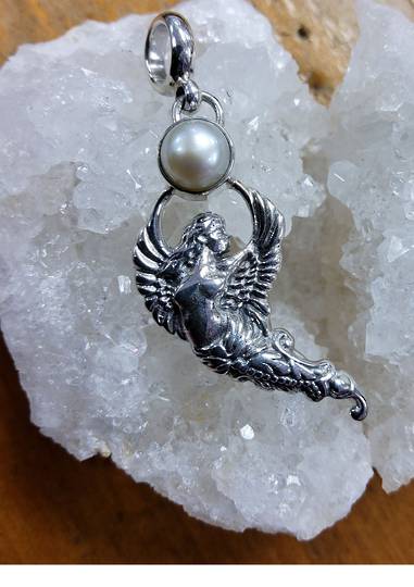 Sterling Silver Pearl Angel Pendant